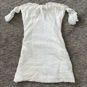 Boohoo white off the shoulder floral dress